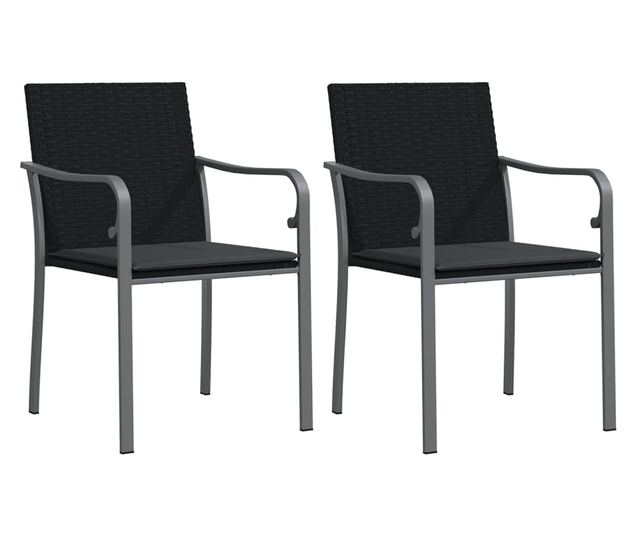 Kertszkek prnval, 2 db, fekete, 56x59x84 cm, polirattan
