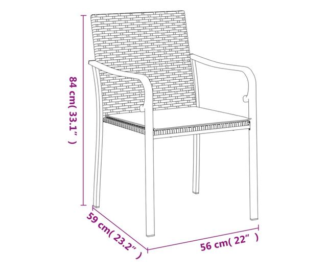 Kertszkek prnval, 2 db, fekete, 56x59x84 cm, polirattan