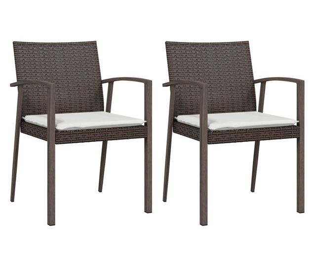 Kert szkek prnkkal, 2 db, barna, 56,5x57x83 cm, polirattan
