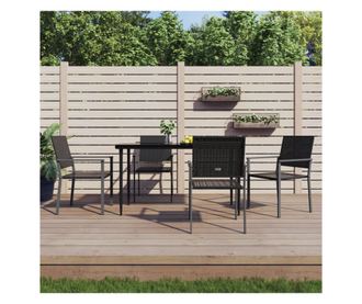 Kertszkek, 4 db, fekete, 54x62,5x89 cm, polirattan