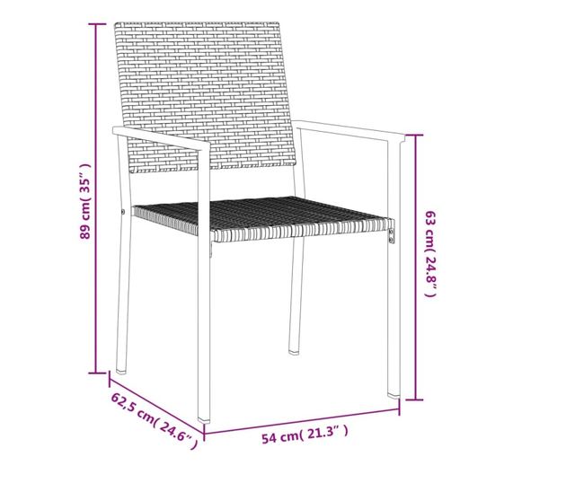 Kertszkek, 4 db, fekete, 54x62,5x89 cm, polirattan