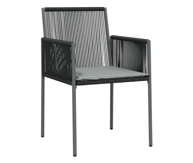 Kerti szkek prnkkal, 4 db, fekete, 54x60,5x83,5 cm, polirattan