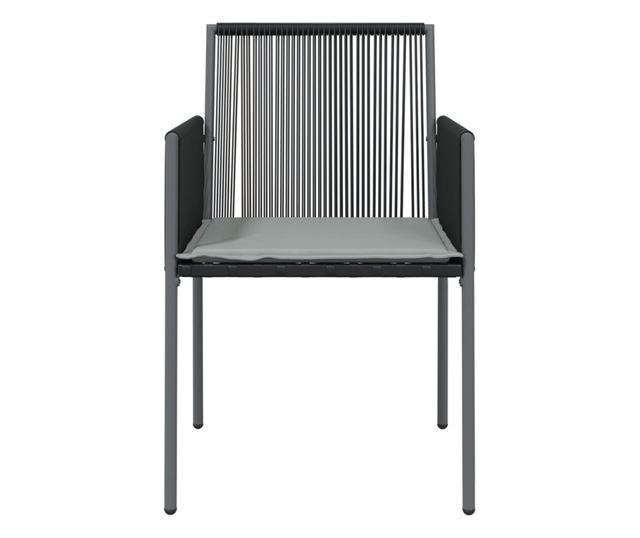 Kerti szkek prnkkal, 4 db, fekete, 54x60,5x83,5 cm, polirattan