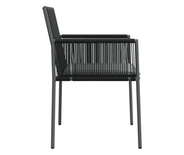 Kerti szkek prnkkal, 4 db, fekete, 54x60,5x83,5 cm, polirattan