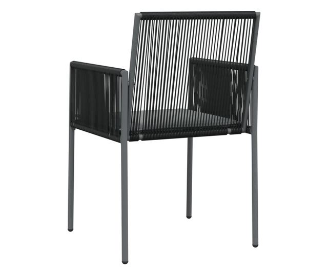 Kerti szkek prnkkal, 4 db, fekete, 54x60,5x83,5 cm, polirattan