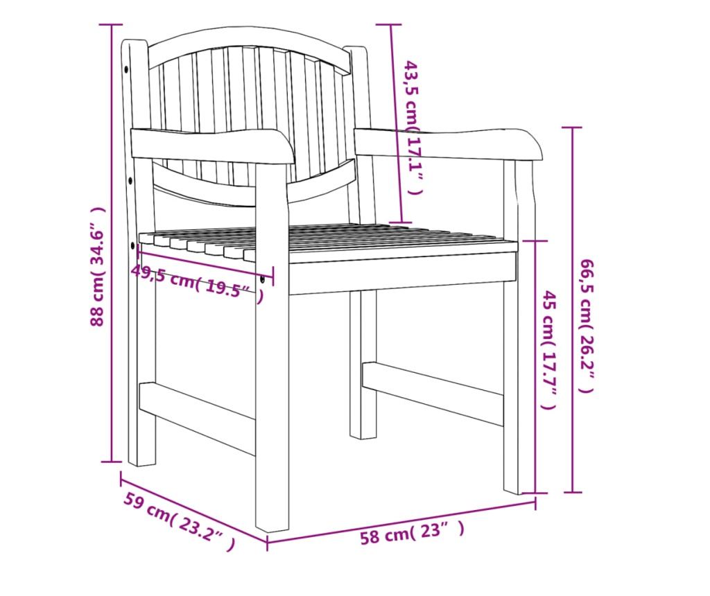 Градински комплект за хранене, масивен тик, 5 части - 11