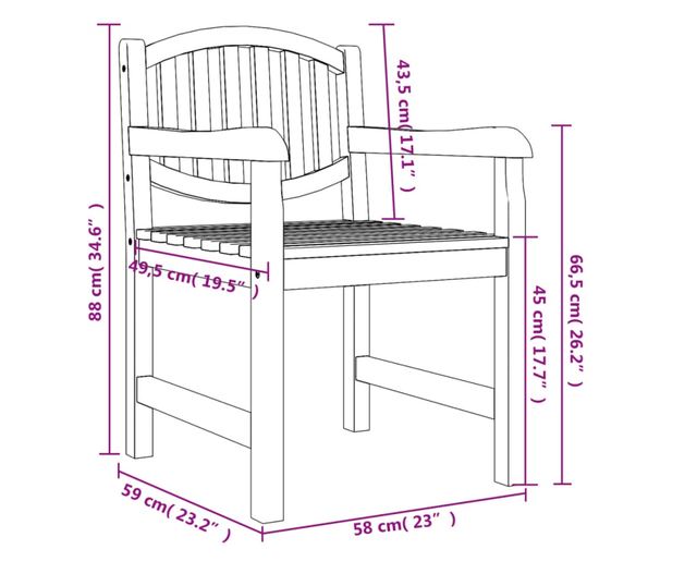 Градински комплект, Масивно тиково дърво, 5 части