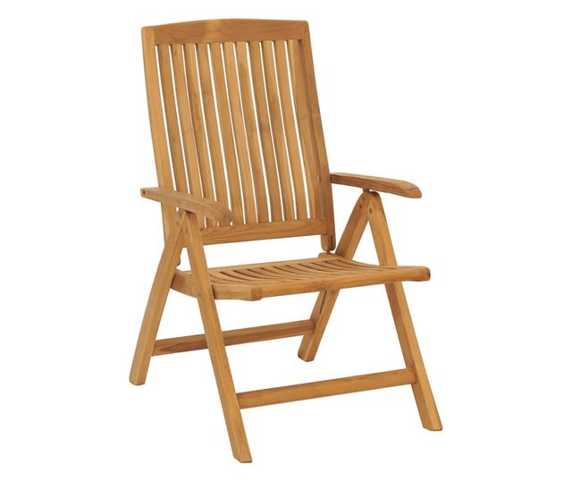 Наклоняеми градински столове с възглавници, 8 бр, тик масив