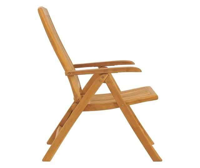 Наклоняеми градински столове с възглавници, 8 бр, тик масив