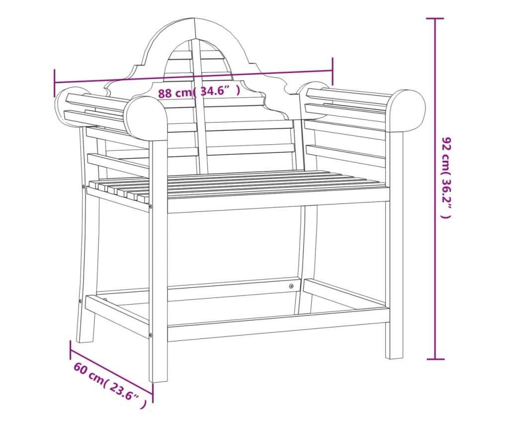 Vrtna stolica, 88x60x92 cm, masivna tikovina - 7