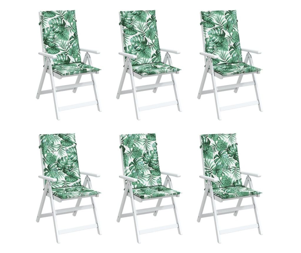 Jastuci za stolice visokog naslona, 6 kom, uzorak lišća, tekstil - 4