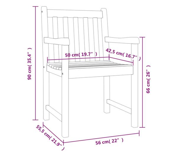 Kertszkek, 6 db, 56x55,5x90 cm, tmr akcfa
