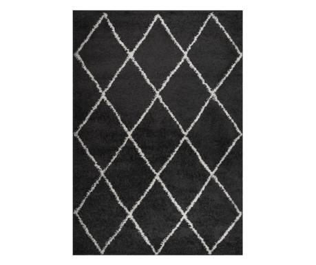 Рошав килим, дълъг конец, сметана и антрацит, 160х230 см