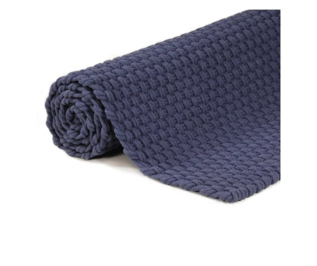 Preproga pravokotna, temno modra, 80x160 cm, bombaž - 4