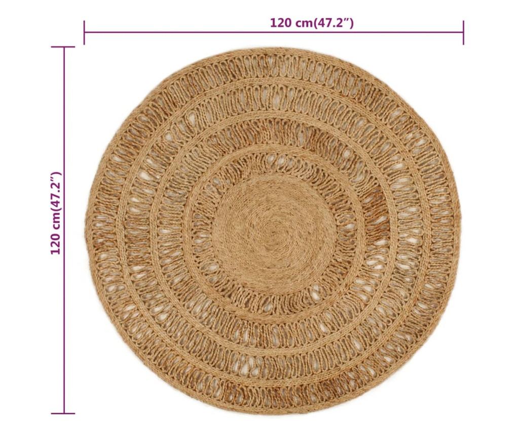 Prepletena preproga, 120 cm, juta, okrogla - 6