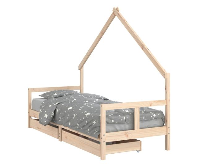 Παιδικό κρεβάτι με συρτάρια, 80x200 εκ., από μασίφ ξύλο πεύκου