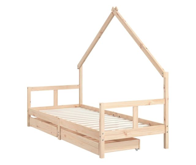 Παιδικό κρεβάτι με συρτάρια, 80x200 εκ., από μασίφ ξύλο πεύκου