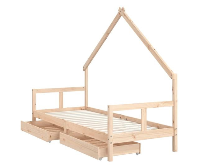 Παιδικό κρεβάτι με συρτάρια, 80x200 εκ., από μασίφ ξύλο πεύκου