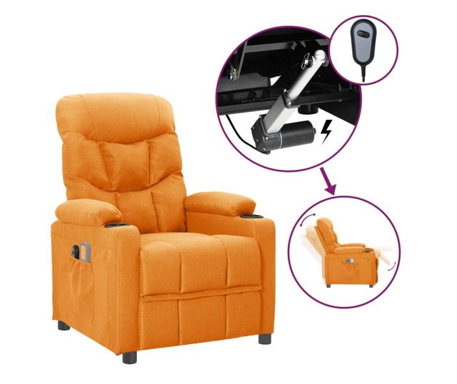 Električni masažni fotelj, zložljiv, rumen, tekstil