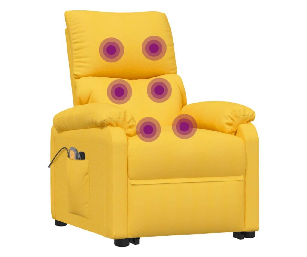 Masazni fotelj z nagibom in dvigom, rumen, tekstil - 6