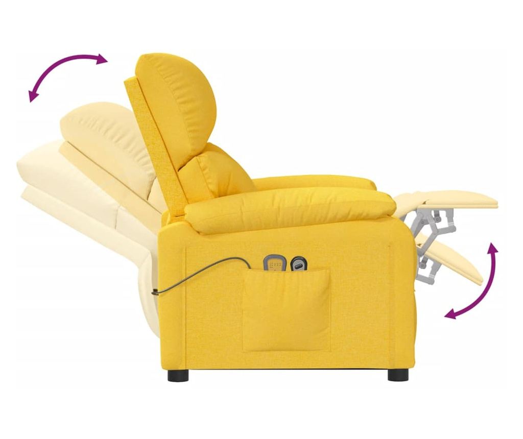 Masazni fotelj z nagibom in dvigom, rumen, tekstil - 7