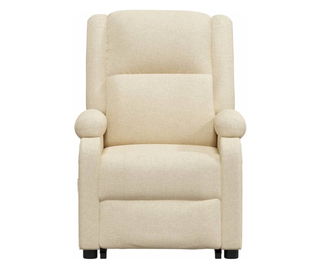 Fotelj za masažo, nastavljiv, s dvigom, krem, tekstilni material - 3