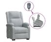 Masazni fotelj z nagibom in dvigom, svetlo siva, tekstil thumbnail 1