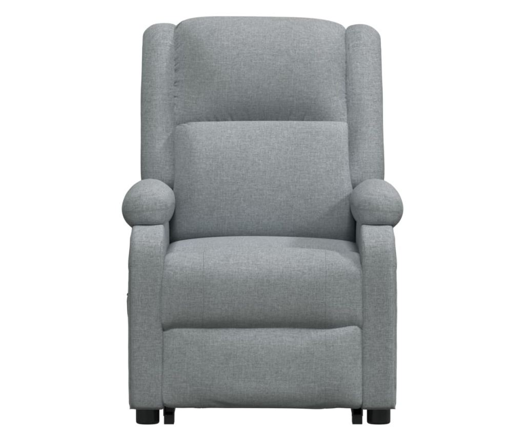 Masazni fotelj z nagibom in dvigom, svetlo siva, tekstil - 3