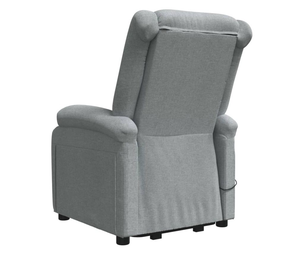 Masazni fotelj z nagibom in dvigom, svetlo siva, tekstil - 5