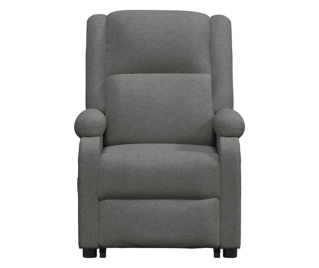 Masazni fotelj z nagibom in dvigom, temno siva, tekstil - 3