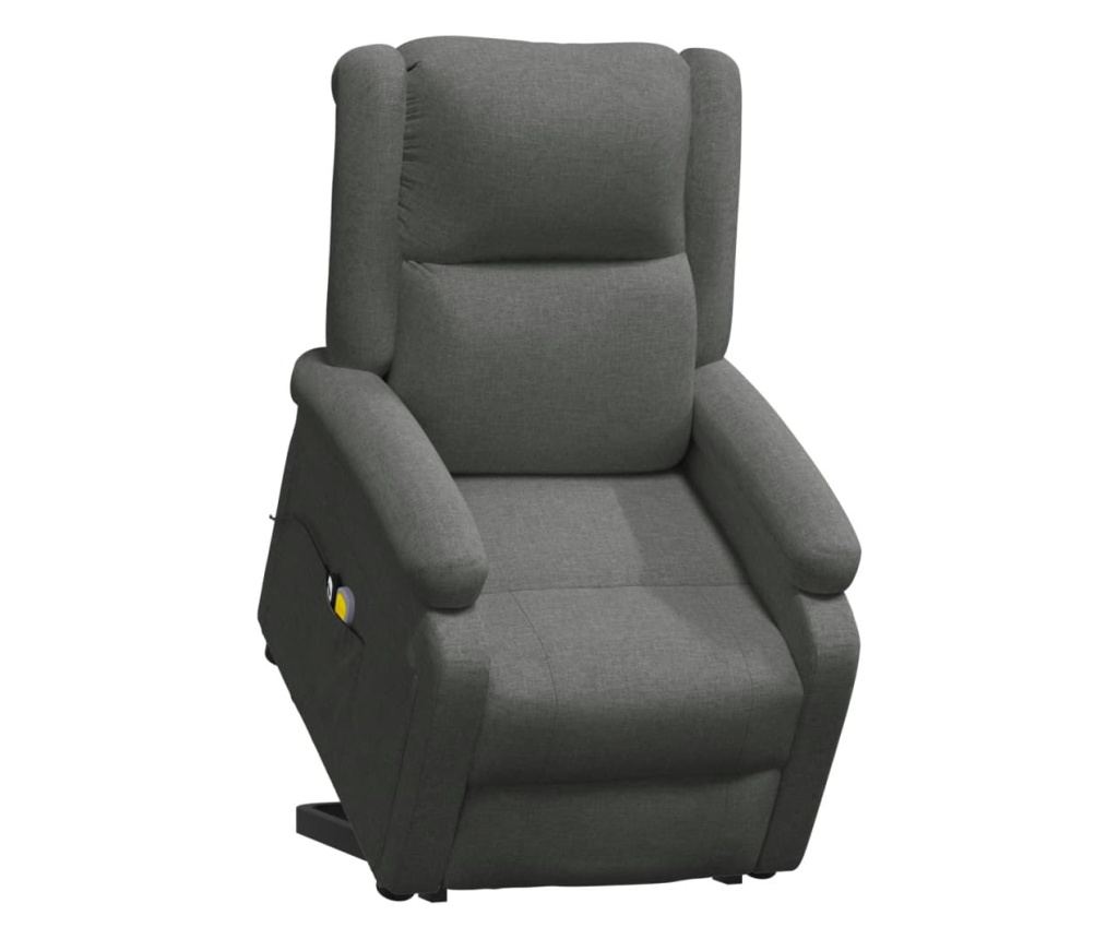 Masazni fotelj z nagibom in dvigom, temno siva, tekstil - 6