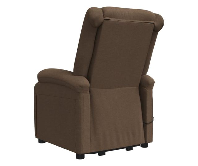 Masazni fotelj z nagibom in dvigom, rjav, tekstil