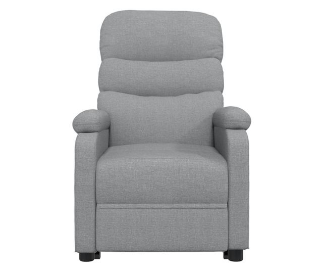 Masazni fotelj z nagibom in dvigom, svetlo siva, tekstil