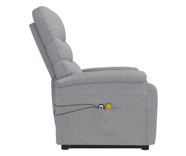 Masazni fotelj z nagibom in dvigom, svetlo siva, tekstil