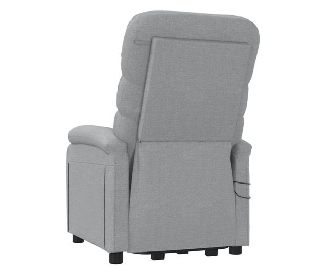 Masazni fotelj z nagibom in dvigom, svetlo siva, tekstil