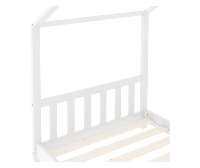 Παιδικό Κρεβάτι, Λευκό, 80 x 160 εκ., Μασίφ Ξύλο Πεύκου