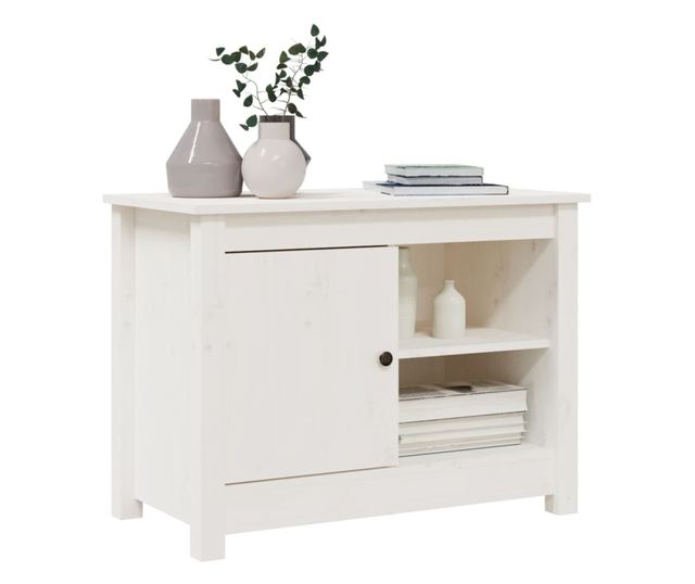 Comodă TV, alb, 70x36,5x52 cm, lemn masiv de pin