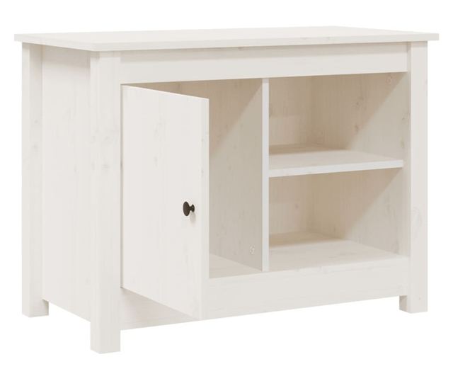 Comodă TV, alb, 70x36,5x52 cm, lemn masiv de pin