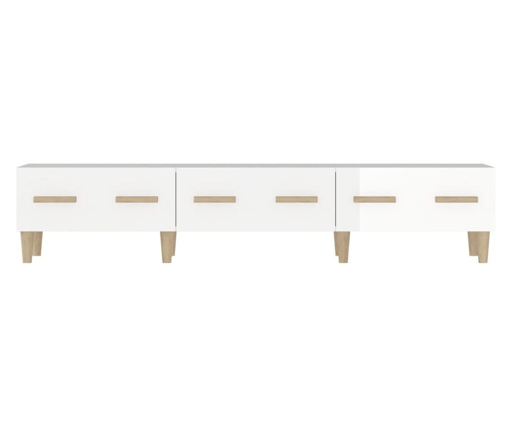 Visokosijajni beli TV regal, 150x34,5x30 cm, iverna plošča - 7