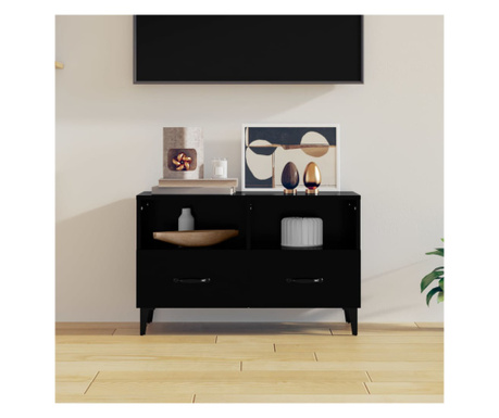 Comodă TV, negru, 80x36x50 cm, lemn prelucrat