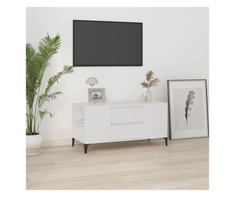 Comodă TV, alb, 102x44,5x50 cm, lemn prelucrat