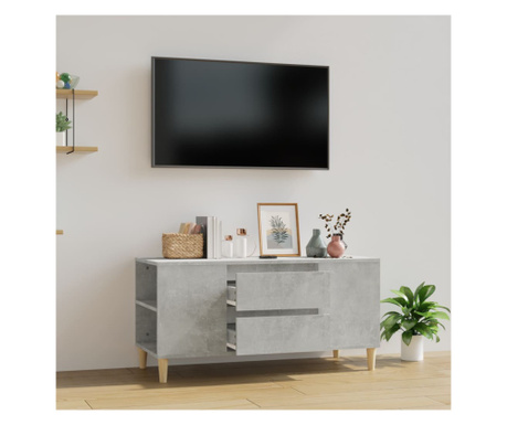 Comodă TV, gri beton, 102x44,5x50 cm, lemn prelucrat