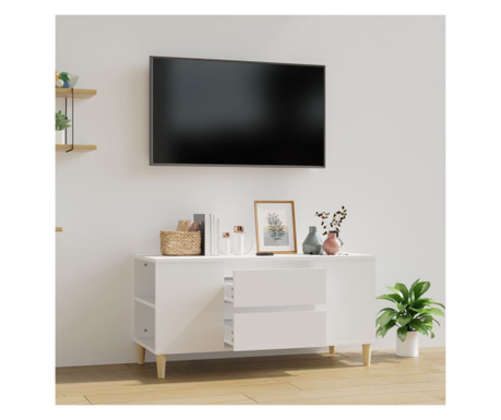 Comodă TV, alb, 102x44,5x50 cm, lemn prelucrat