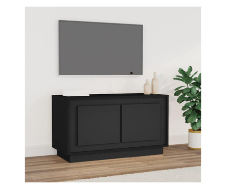 Comodă TV, negru, 80x35x45 cm, lemn prelucrat
