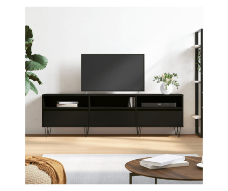 Comodă TV, negru, 150x30x44,5 cm, lemn prelucrat