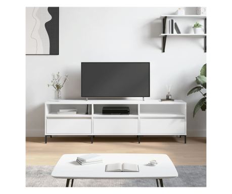 Λευκό Έπιπλο Τηλεόρασης, 150x30x44,5 εκ., Ξύλο Μοριοσανίδα
