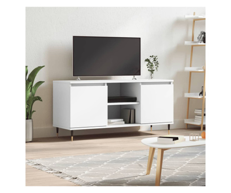 Comodă TV, alb, 104x35x50 cm, lemn compozit