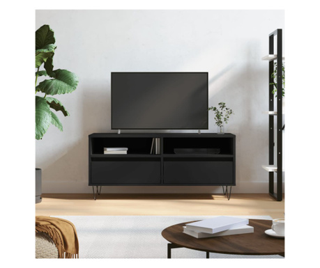 Comodă TV, negru, 100x34,5x44,5 cm, lemn prelucrat