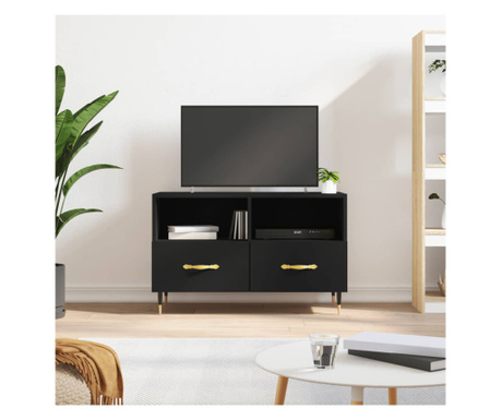 Comodă TV, negru, 80x36x50 cm, lemn prelucrat