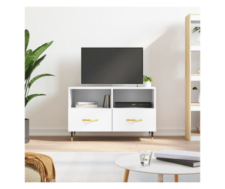 Comodă TV, alb, 80x36x50 cm, lemn prelucrat